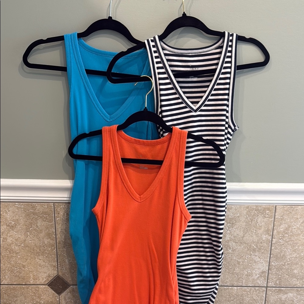 Stylish Women's Dresses - Orange, Blue, and Navy & White Stripes